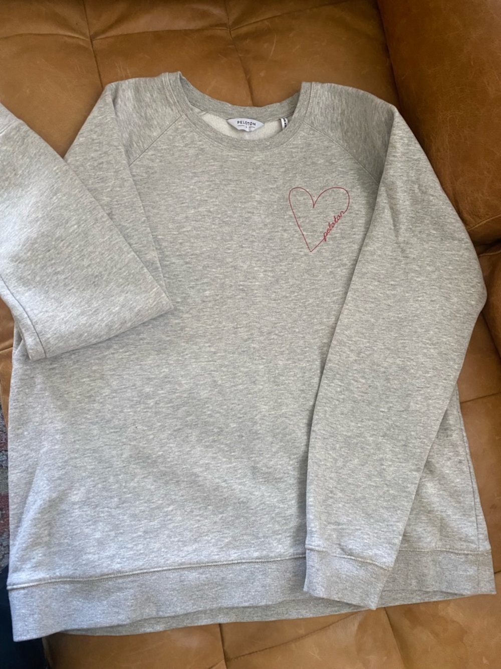 Peloton Gray Sweatshirt with Heart Embroidery